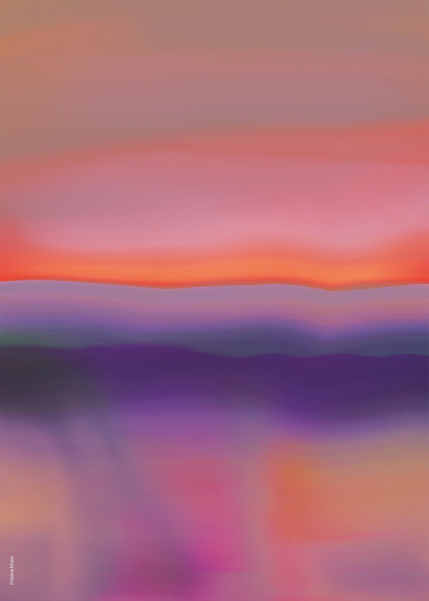 A vibrant, abstract artwork poster with a gradient of pink to purple hues, representing a colorful visualization of digital signals.