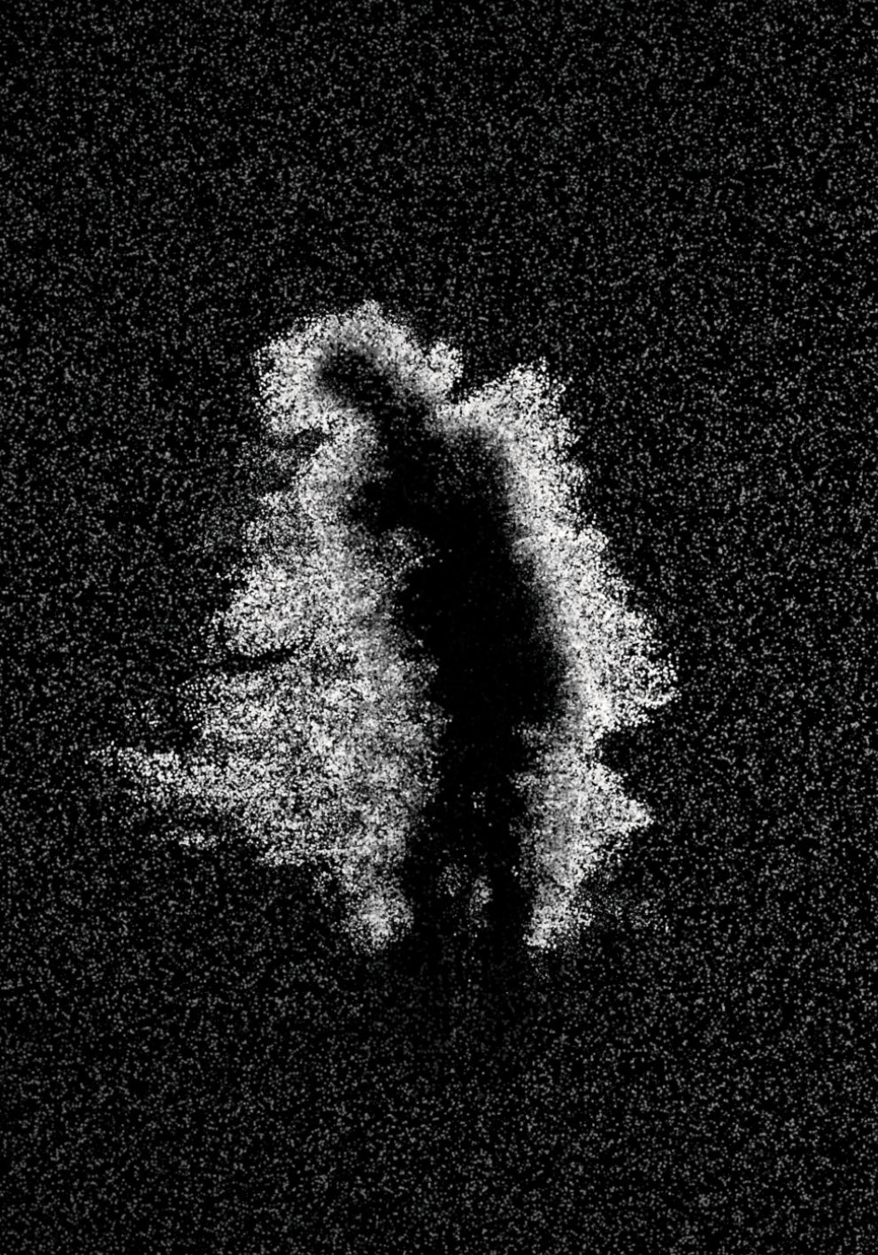 Black and white abstract pattern on a black background