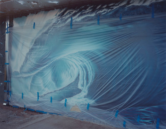Vava Ribeiro - Work #4: Wave graffiti covered with plastic Haleiwa, Oahu - Poster