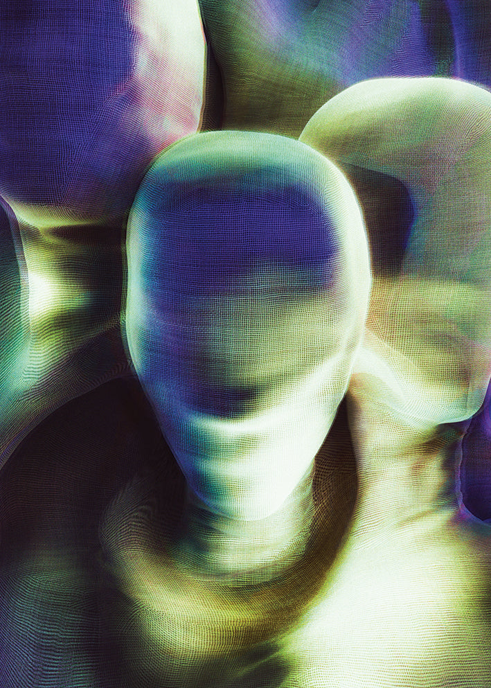 A poster featuring abstract, blurred images of cherries.