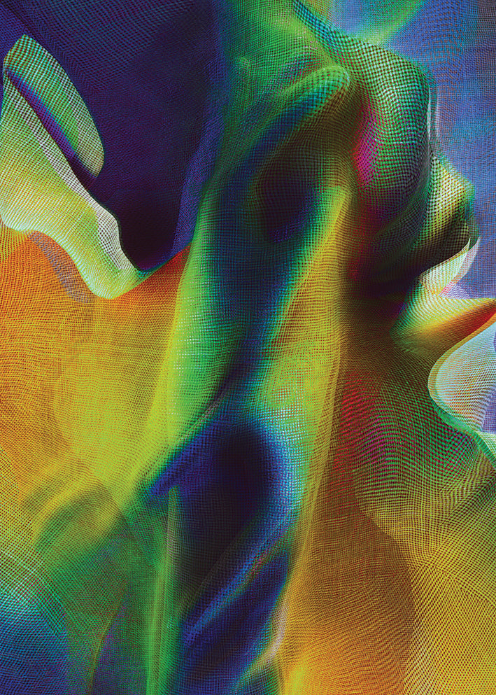 A colorful abstract art poster featuring entwined figures.