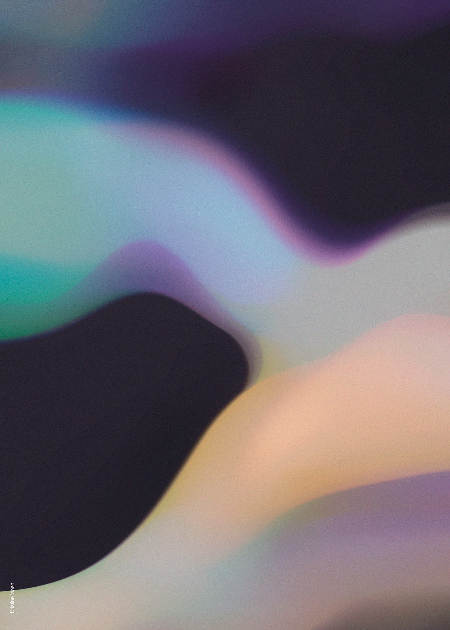 A abstract art poster with a mix of blue, purple, and beige colors in a geometric pattern.